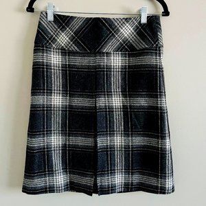 Jacob Gray Wool Plaid A-Line Skirt